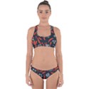 Folk flowers print Floral pattern Ethnic art Cross Back Hipster Bikini Set View1