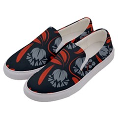 Folk Flowers Print Floral Pattern Ethnic Art Men s Canvas Slip Ons by Eskimos