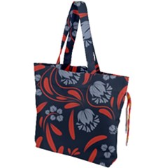 Folk Flowers Print Floral Pattern Ethnic Art Drawstring Tote Bag by Eskimos