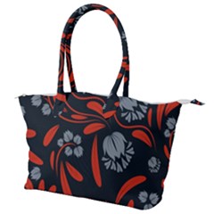 Folk Flowers Print Floral Pattern Ethnic Art Canvas Shoulder Bag by Eskimos