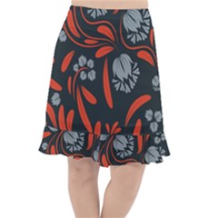 Folk Flowers Print Floral Pattern Ethnic Art Fishtail Chiffon Skirt by Eskimos