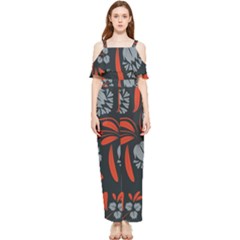 Folk Flowers Print Floral Pattern Ethnic Art Draped Sleeveless Chiffon Jumpsuit by Eskimos