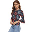 Folk flowers print Floral pattern Ethnic art Bell Sleeve Top View2