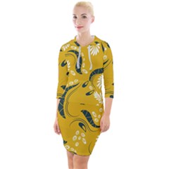 Folk Flowers Print Floral Pattern Ethnic Art Quarter Sleeve Hood Bodycon Dress by Eskimos