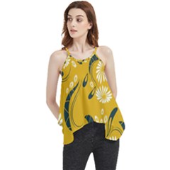 Folk Flowers Print Floral Pattern Ethnic Art Flowy Camisole Tank Top by Eskimos