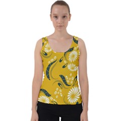 Folk Flowers Print Floral Pattern Ethnic Art Velvet Tank Top by Eskimos