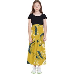 Folk Flowers Print Floral Pattern Ethnic Art Kids  Flared Maxi Skirt by Eskimos