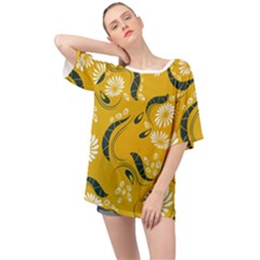 Folk Flowers Print Floral Pattern Ethnic Art Oversized Chiffon Top by Eskimos