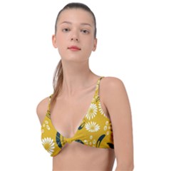 Folk Flowers Print Floral Pattern Ethnic Art Knot Up Bikini Top by Eskimos