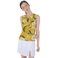 Folk Flowers Print Floral Pattern Ethnic Art Women s Sleeveless Sports Top by Eskimos