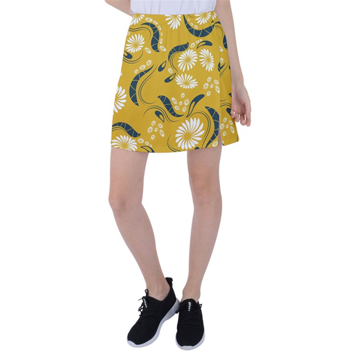 Folk flowers print Floral pattern Ethnic art Tennis Skirt