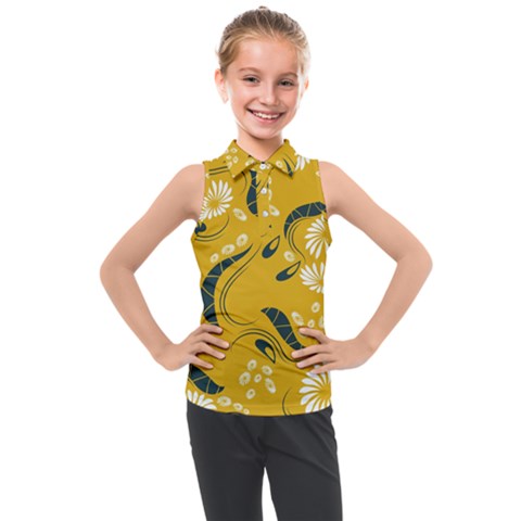 Folk Flowers Print Floral Pattern Ethnic Art Kids  Sleeveless Polo Tee by Eskimos