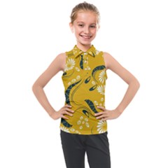 Folk Flowers Print Floral Pattern Ethnic Art Kids  Sleeveless Polo Tee