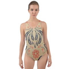 Folk flowers print Floral pattern Ethnic art Cut-Out Back One Piece Swimsuit