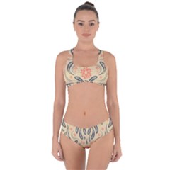 Folk Flowers Print Floral Pattern Ethnic Art Criss Cross Bikini Set by Eskimos