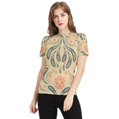 Folk flowers print Floral pattern Ethnic art Women s Short Sleeve Rash Guard