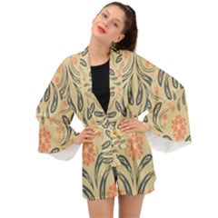 Folk flowers print Floral pattern Ethnic art Long Sleeve Kimono