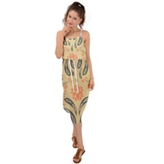 Folk flowers print Floral pattern Ethnic art Waist Tie Cover Up Chiffon Dress