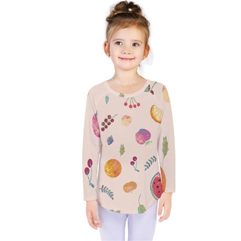 Summer Fruit Kids  Long Sleeve Tee by SychEva