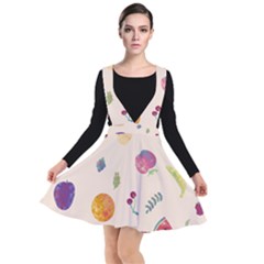 Summer Fruit Plunge Pinafore Dress by SychEva