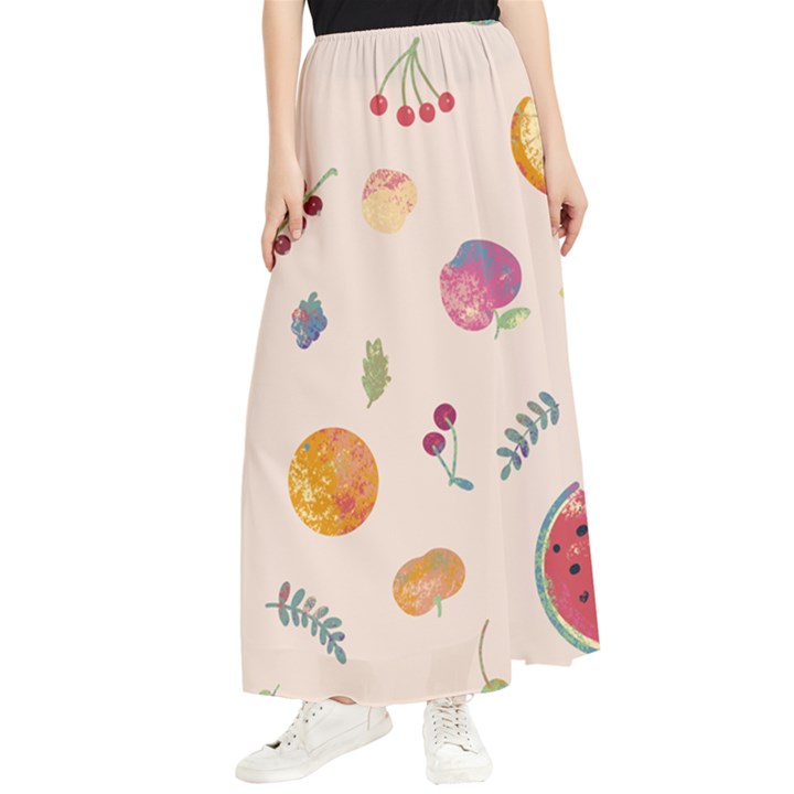 Summer Fruit Maxi Chiffon Skirt