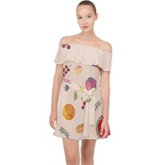 Summer Fruit Off Shoulder Chiffon Dress by SychEva