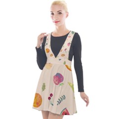 Summer Fruit Plunge Pinafore Velour Dress by SychEva