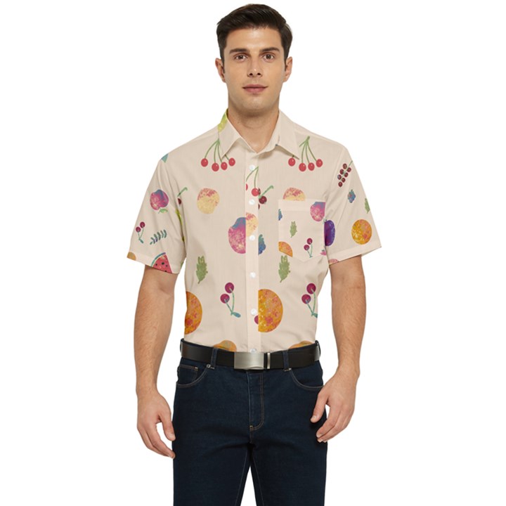 Summer Fruit Men s Short Sleeve Pocket Shirt 