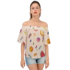 Summer Fruit Off Shoulder Short Sleeve Top by SychEva