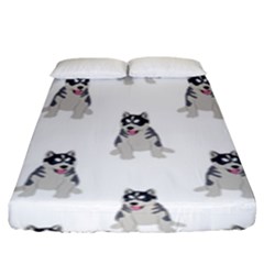 Cute Husky Puppies Fitted Sheet (king Size) by SychEva