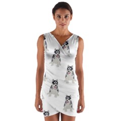 Cute Husky Puppies Wrap Front Bodycon Dress