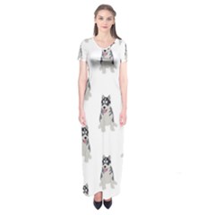 Cute Husky Puppies Short Sleeve Maxi Dress