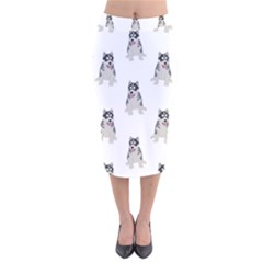 Cute Husky Puppies Velvet Midi Pencil Skirt by SychEva