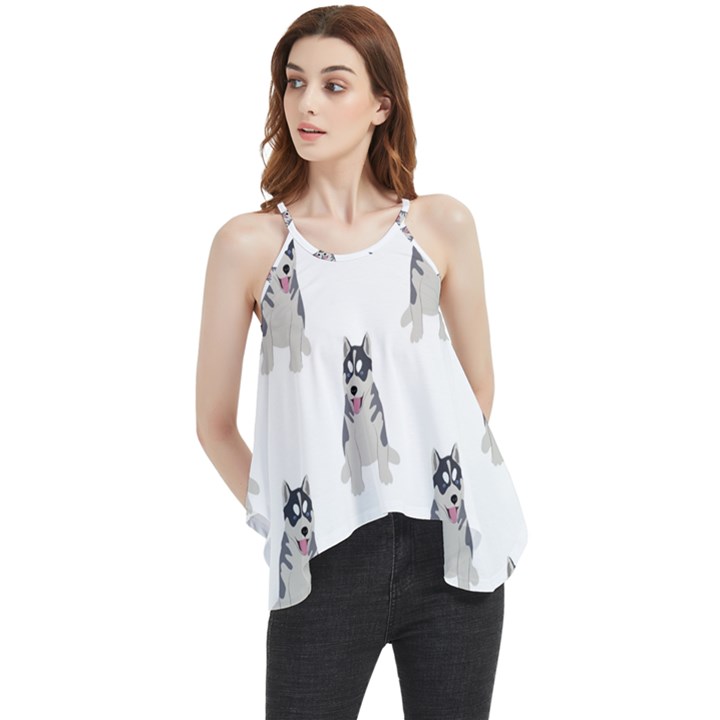 Cute Husky Puppies Flowy Camisole Tank Top