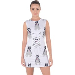 Cute Husky Puppies Lace Up Front Bodycon Dress