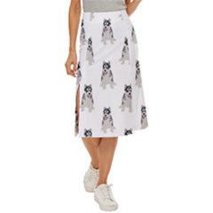 Cute Husky Puppies Midi Panel Skirt