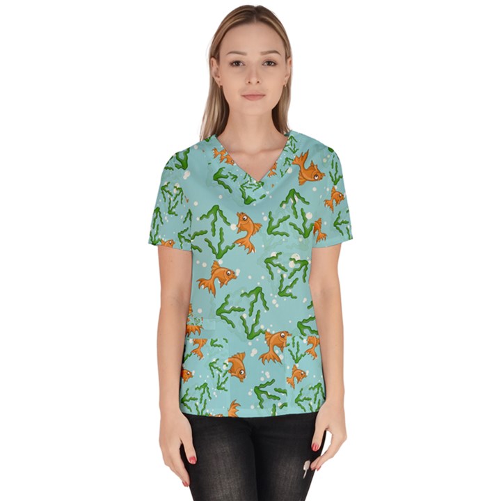 Gold Fish Women s V-Neck Scrub Top