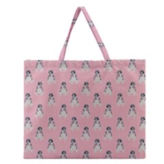 Cute Husky Zipper Large Tote Bag by SychEva