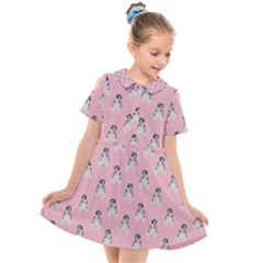 Cute Husky Kids  Short Sleeve Shirt Dress by SychEva