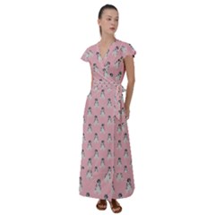 Cute Husky Flutter Sleeve Maxi Dress by SychEva