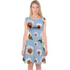 Hibiscus Flowers Capsleeve Midi Dress by SychEva