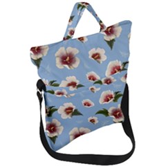 Hibiscus Flowers Fold Over Handle Tote Bag by SychEva