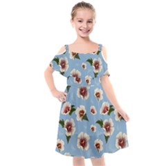 Hibiscus Flowers Kids  Cut Out Shoulders Chiffon Dress by SychEva