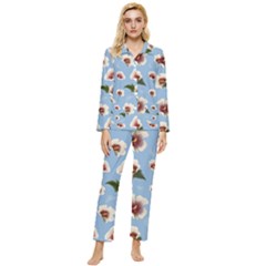 Hibiscus Flowers Womens  Long Sleeve Velvet Pocket Pajamas Set by SychEva