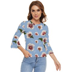 Hibiscus Flowers Bell Sleeve Top