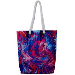 Painted Feathers Full Print Rope Handle Tote (small) by kaleidomarblingart