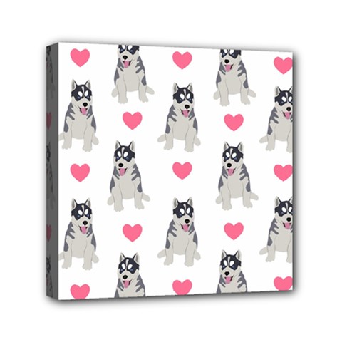 Little Husky With Hearts Mini Canvas 6  X 6  (stretched) by SychEva