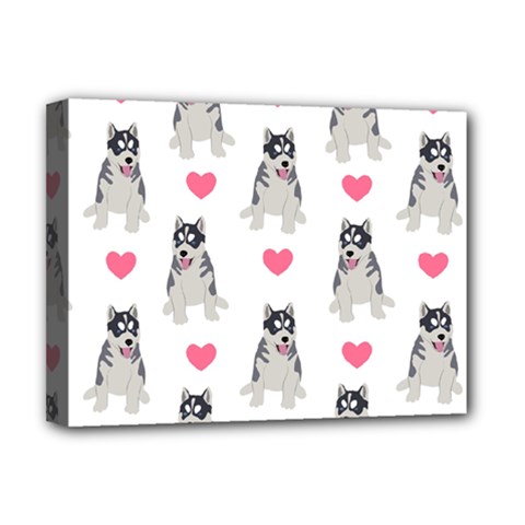 Little Husky With Hearts Deluxe Canvas 16  X 12  (stretched)  by SychEva