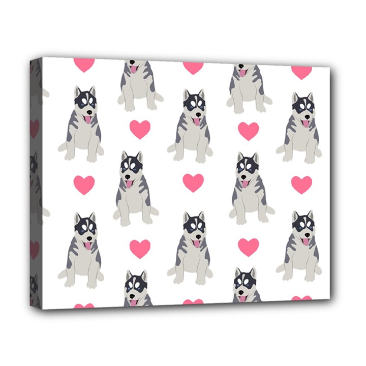 Little Husky With Hearts Deluxe Canvas 20  x 16  (Stretched)