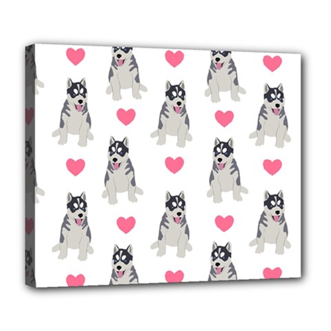 Little Husky With Hearts Deluxe Canvas 24  X 20  (stretched) by SychEva